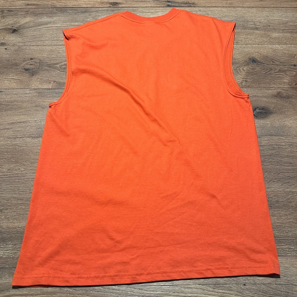 Harley Davidson Blank Orange Sleeveless Pocket‎ T-Shirt Men XL - Picture 3 of 6